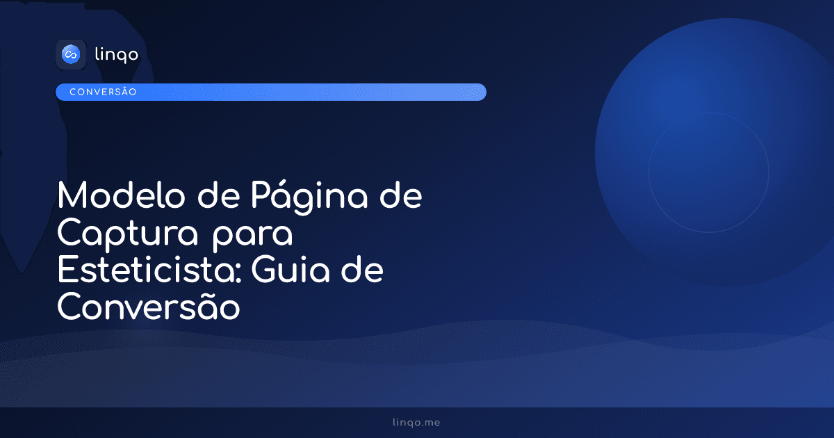 Modelo de página de captura para esteticista exibido em um smartphone profissional