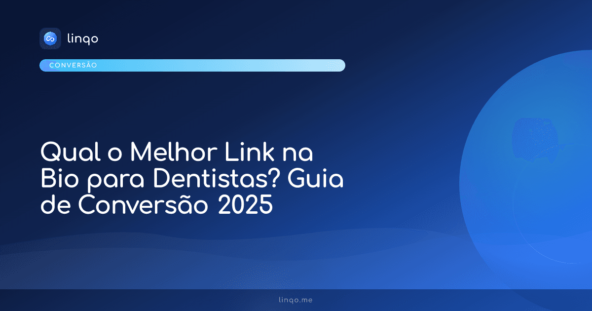Dentista atendendo paciente em consultório moderno com smartphone mostrando página de link na bio