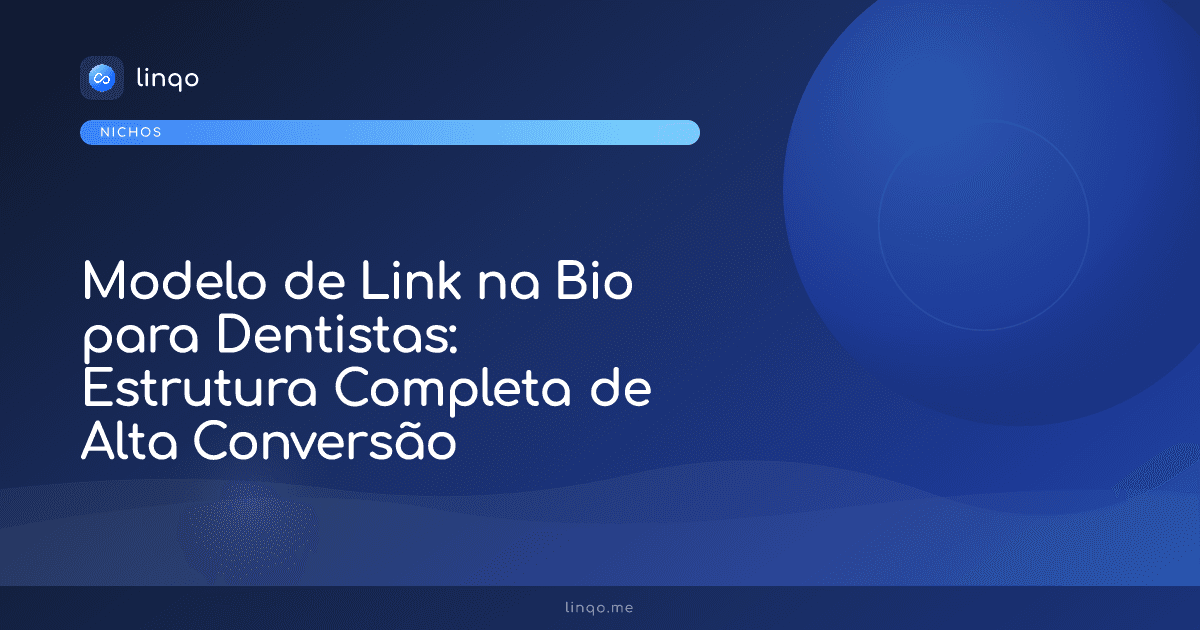 Modelo de link na bio para dentistas exibido em um smartphone moderno no consultório odontológico