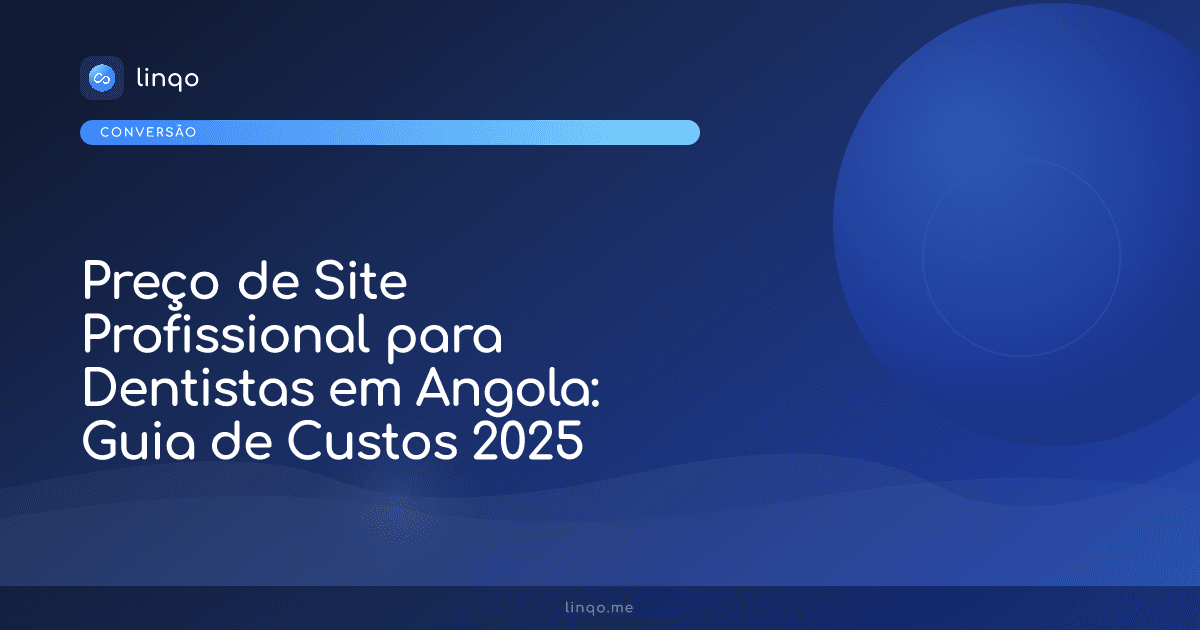 Consultório odontológico moderno em Luanda com ecrã mostrando site profissional para dentista em Angola